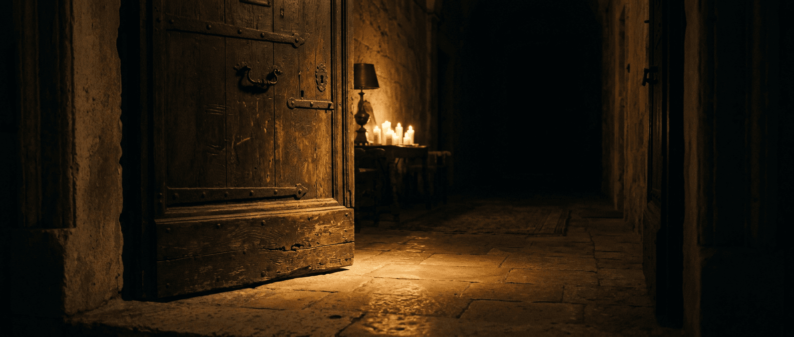 A candlelit Valletta courtyard at dusk